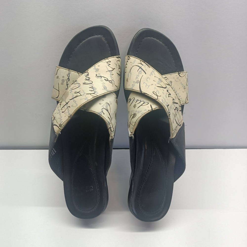 Dansko Women's 39/8-8.5 French Signature Criss Cross Black Wedge Sandals‎ Casual